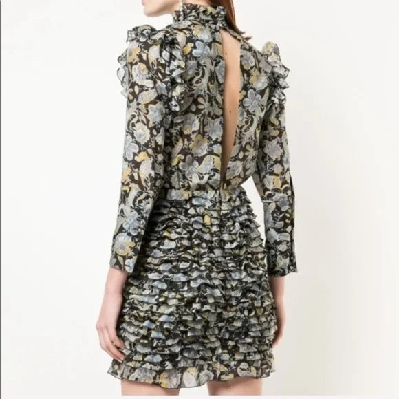 Robert Rodriguez 2 Silk Cotton Print Ruffle Dress - Picture 13 of 14